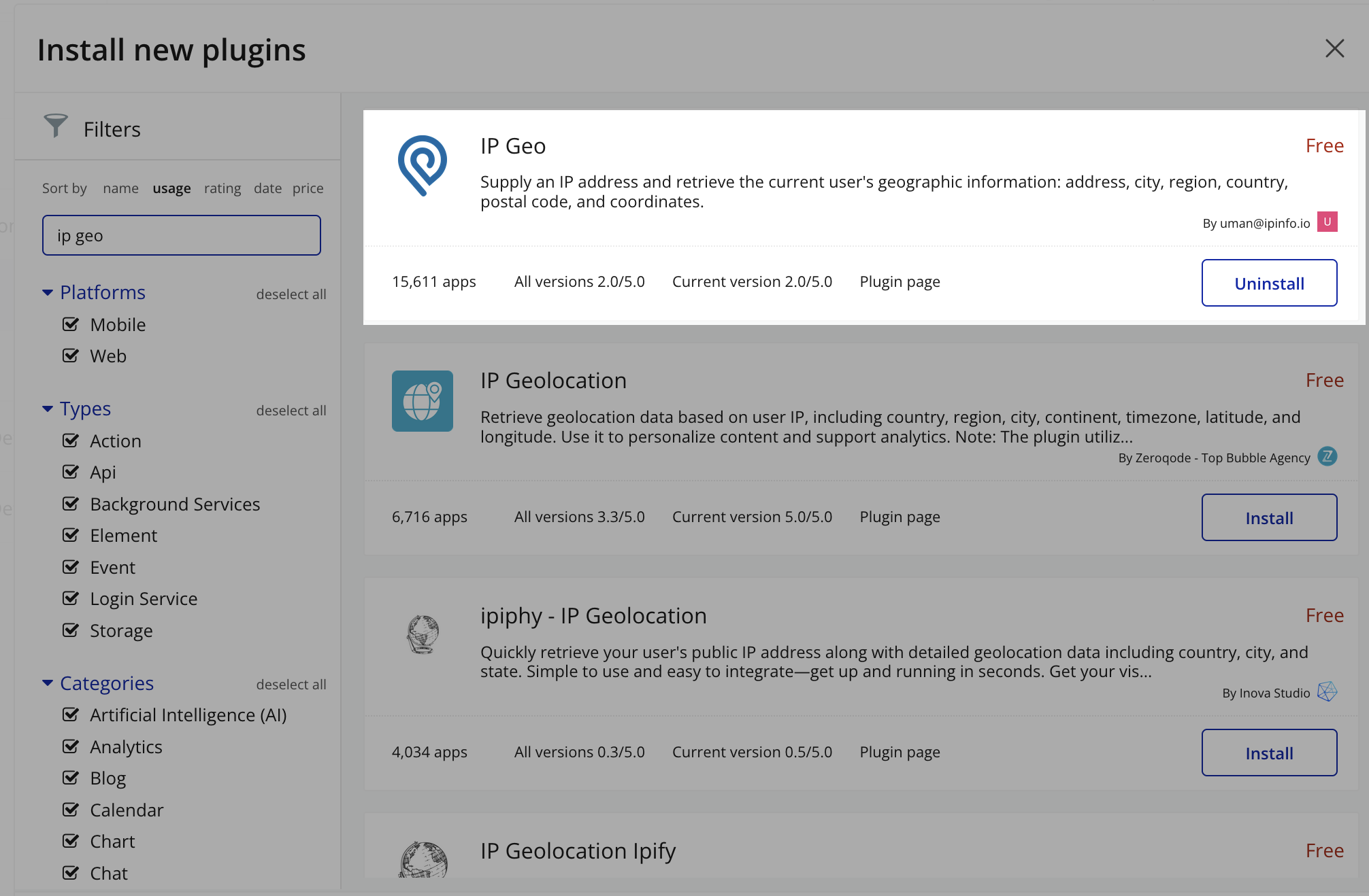 IP Geo bubble.io plugin
